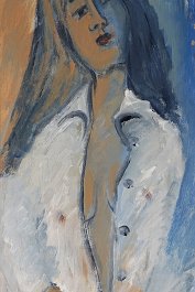 Woman with white shirt Acryl auf Leinwand