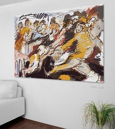 18263_They run full steam against a wall Art print on 380g polycotton canvas