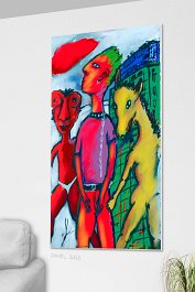 Red pillar 4 Art print on 380g polycotton canvas