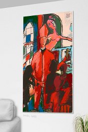 Red pillar 7 Art print on 380g polycotton canvas