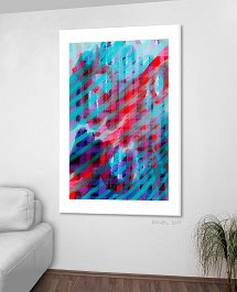 18-2017 - Barred red Art print on 380g polycotton canvas