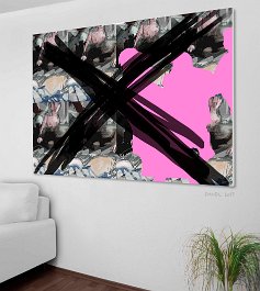 24417_Repeat pink Art print on 380g polycotton canvas