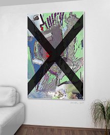 26817_Delete dark X - from the kissed man_X Art print on 380g polycotton canvas