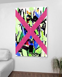 27317_Delete pink X - from unconcern_X Art print on 380g polycotton canvas