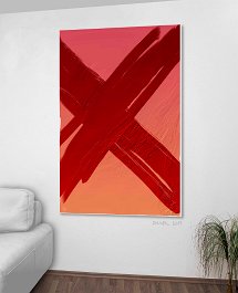 27417_Delete dark X - from pleasant red Art print on 380g polycotton canvas