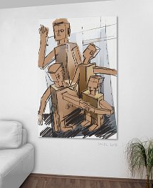 18268a_The initial state of_ The re-education of robots to humans Art print on 380g polycotton canvas